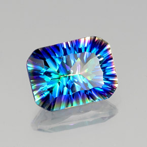10.25캐럿 천연 탑 레인보우 미스틱 쿼츠, 에메랄드 컷, 16.1×12 mm, VVS-VS