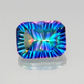 10.23캐럿 천연 탑 레인보우 미스틱 쿼츠, 에메랄드 컷, 16.1×12 mm, VVS-VS