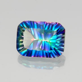 10.23캐럿 천연 탑 레인보우 미스틱 쿼츠, 에메랄드 컷, 16.1×12 mm, VVS-VS