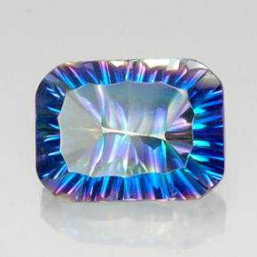 10.00캐럿 천연 탑 레인보우 미스틱 쿼츠, 에메랄드 컷, 16×11.9 mm, VVS