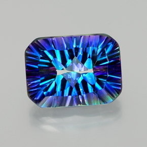 10.52캐럿 천연 탑 레인보우 미스틱 쿼츠, 에메랄드 컷, 16×12 mm, VVS