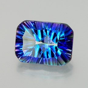 10.52캐럿 천연 탑 레인보우 미스틱 쿼츠, 에메랄드 컷, 16×12 mm, VVS