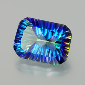 10.75캐럿 천연 탑 레인보우 미스틱 쿼츠, 에메랄드 컷, 16×12 mm, VVS-VS