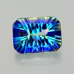 10.42캐럿 천연 탑 레인보우 미스틱 쿼츠, 에메랄드 컷, 16×11.9 mm, VS