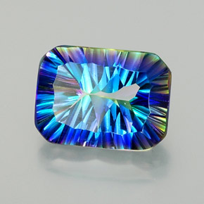 10.42캐럿 천연 탑 레인보우 미스틱 쿼츠, 에메랄드 컷, 16×11.9 mm, VS