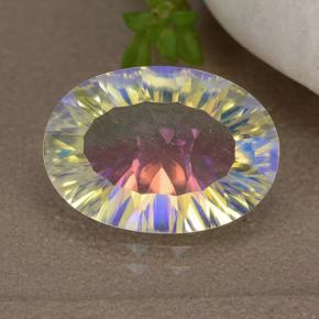 4.64캐럿 천연 멀티컬러 미스틱 쿼츠, 타원형 컷, 14.2×10.1 mm, VVS-VS