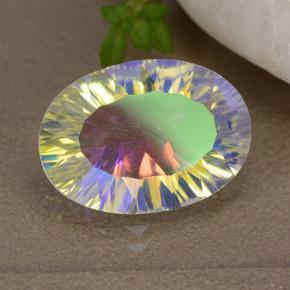 4.64캐럿 천연 멀티컬러 미스틱 쿼츠, 타원형 컷, 14.2×10.1 mm, VVS-VS