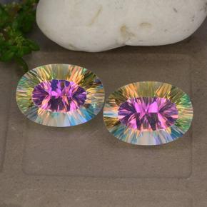 10.62캐럿 천연 멀티컬러 미스틱 쿼츠 보석, 타원형 컷, 14.1×10 mm, VVS-VS