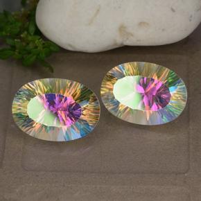 10.62캐럿 천연 멀티컬러 미스틱 쿼츠 보석, 타원형 컷, 14.1×10 mm, VVS-VS