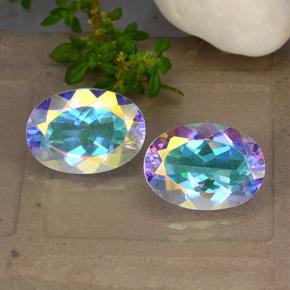 10.52캐럿 천연 멀티컬러 미스틱 쿼츠 보석, 타원형 컷, 14.1×10.1 mm, VVS-VS
