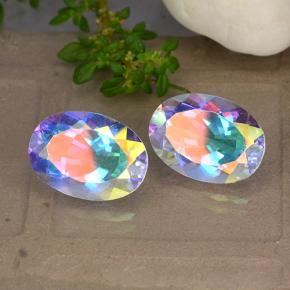 10.52캐럿 천연 멀티컬러 미스틱 쿼츠 보석, 타원형 컷, 14.1×10.1 mm, VVS-VS