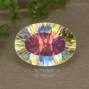 5.02캐럿 천연 멀티컬러 미스틱 쿼츠, 타원형 컷, 14.3×10.1 mm, VVS-VS