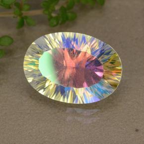 5.02캐럿 천연 멀티컬러 미스틱 쿼츠, 타원형 컷, 14.3×10.1 mm, VVS-VS