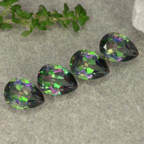 3.68캐럿 천연 멀티컬러 미스틱 쿼츠 보석, 배 모양, 7×5.2 mm, VS