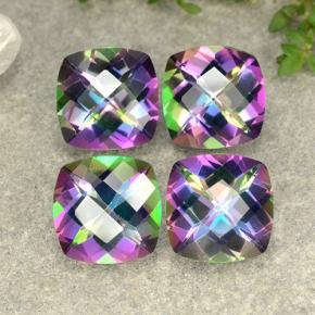 7.33캐럿 천연 멀티컬러 미스틱 쿼츠 보석, 쿠션 컷, 8.1×8 mm, VS