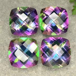 7.33캐럿 천연 멀티컬러 미스틱 쿼츠 보석, 쿠션 컷, 8.1×8 mm, VS