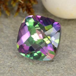 2.02캐럿 천연 멀티컬러 미스틱 쿼츠, 쿠션 컷, 8.1×8 mm, VVS-VS
