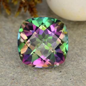 2.09캐럿 천연 멀티컬러 미스틱 쿼츠, 쿠션 컷, 8.3×8.3 mm, VVS-VS