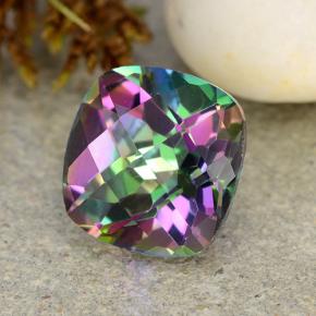 2.09캐럿 천연 멀티컬러 미스틱 쿼츠, 쿠션 컷, 8.3×8.3 mm, VVS-VS