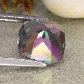 2.09캐럿 천연 멀티컬러 미스틱 쿼츠, 쿠션 컷, 8.3×8.3 mm, VVS-VS