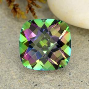 2.02캐럿 천연 멀티컬러 미스틱 쿼츠, 쿠션 컷, 8×8 mm, VVS-VS