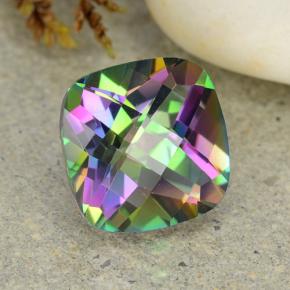 2.02캐럿 천연 멀티컬러 미스틱 쿼츠, 쿠션 컷, 8×8 mm, VVS-VS