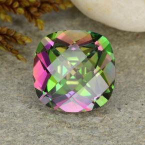 2.33캐럿 천연 멀티컬러 미스틱 쿼츠, 쿠션 컷, 8×8 mm, VS-SI