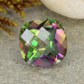 2.33캐럿 천연 멀티컬러 미스틱 쿼츠, 쿠션 컷, 8×8 mm, VS-SI