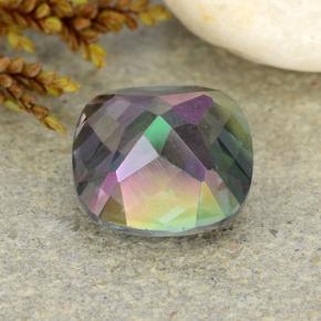 2.33캐럿 천연 멀티컬러 미스틱 쿼츠, 쿠션 컷, 8×8 mm, VS-SI