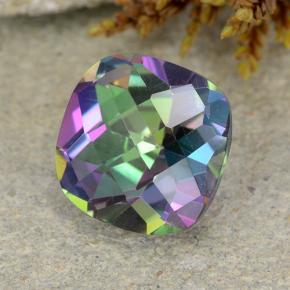 2.05캐럿 천연 멀티컬러 미스틱 쿼츠, 쿠션 컷, 8.2×8.2 mm, VS