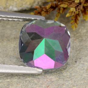 2.05캐럿 천연 멀티컬러 미스틱 쿼츠, 쿠션 컷, 8.2×8.2 mm, VS