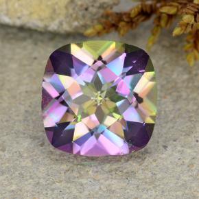 1.83캐럿 천연 멀티컬러 미스틱 쿼츠, 쿠션 컷, 8.1×8.1 mm, VS
