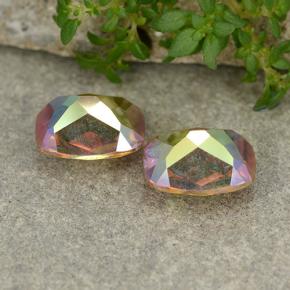 3.64캐럿 천연 멀티컬러 미스틱 쿼츠 보석, 쿠션 컷, 9×7 mm, VVS-VS
