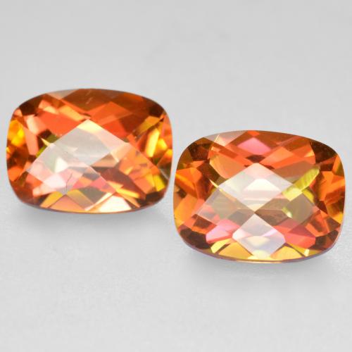 3.72캐럿 천연 멀티컬러 미스틱 쿼츠 보석, 쿠션 컷, 9.1×7.1 mm, VVS-VS