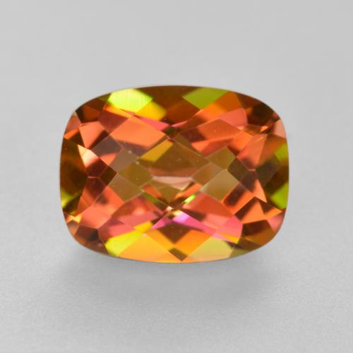 1.88캐럿 천연 멀티컬러 미스틱 쿼츠, 쿠션 컷, 9×7 mm, VVS-VS