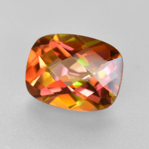 1.88캐럿 천연 멀티컬러 미스틱 쿼츠, 쿠션 컷, 9×7 mm, VVS-VS