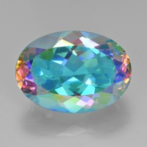 7.23캐럿 천연 멀티컬러 미스틱 쿼츠, 타원형 컷, 13.9×10 mm, VVS-VS