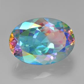 7.23캐럿 천연 멀티컬러 미스틱 쿼츠, 타원형 컷, 13.9×10 mm, VVS-VS