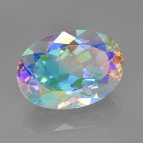 7.50캐럿 천연 멀티컬러 미스틱 쿼츠, 타원형 컷, 14.1×10.1 mm, VVS-VS