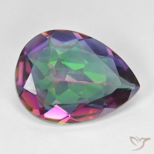 11.31캐럿 천연 멀티컬러 미스틱 쿼츠, 배 모양, 20.1×15.1 mm, VVS-VS