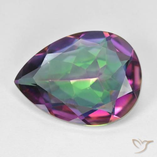 11.31캐럿 천연 멀티컬러 미스틱 쿼츠, 배 모양, 20.1×15.1 mm, VVS-VS