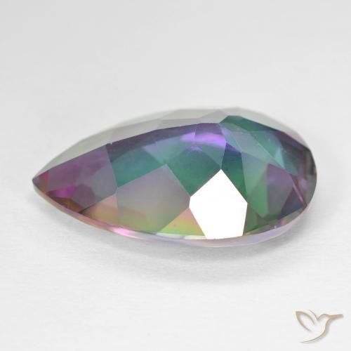 11.31캐럿 천연 멀티컬러 미스틱 쿼츠, 배 모양, 20.1×15.1 mm, VVS-VS