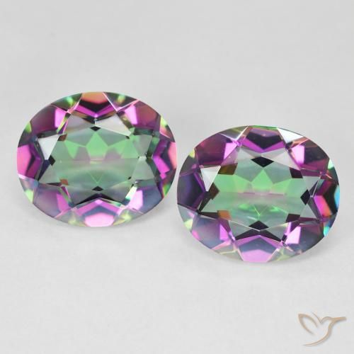 8.46캐럿 천연 멀티컬러 미스틱 쿼츠 보석, 타원형 컷, 12.1×10.2 mm, VVS-VS
