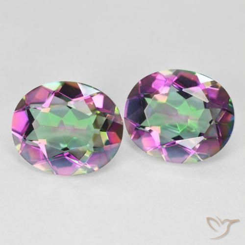 8.46캐럿 천연 멀티컬러 미스틱 쿼츠 보석, 타원형 컷, 12.1×10.2 mm, VVS-VS