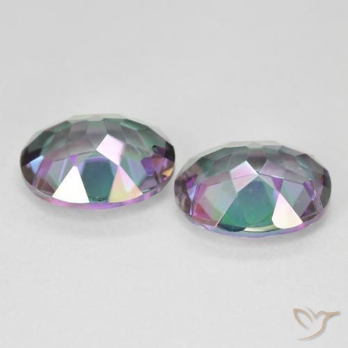 8.46캐럿 천연 멀티컬러 미스틱 쿼츠 보석, 타원형 컷, 12.1×10.2 mm, VVS-VS