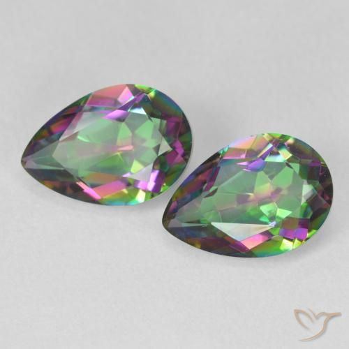 3.86캐럿 천연 멀티컬러 미스틱 쿼츠 보석, 배 모양, 10.2×7.1 mm, VVS-VS