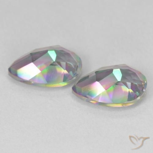 3.86캐럿 천연 멀티컬러 미스틱 쿼츠 보석, 배 모양, 10.2×7.1 mm, VVS-VS