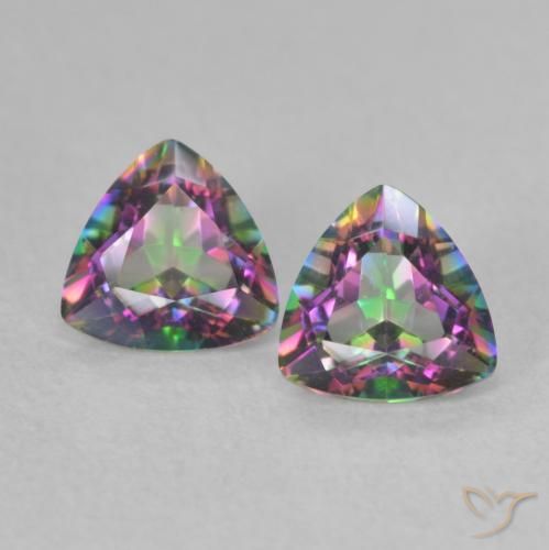 0.88캐럿 천연 멀티컬러 미스틱 쿼츠 보석, 트릴리언, 5.2×5.1 mm, VVS-VS