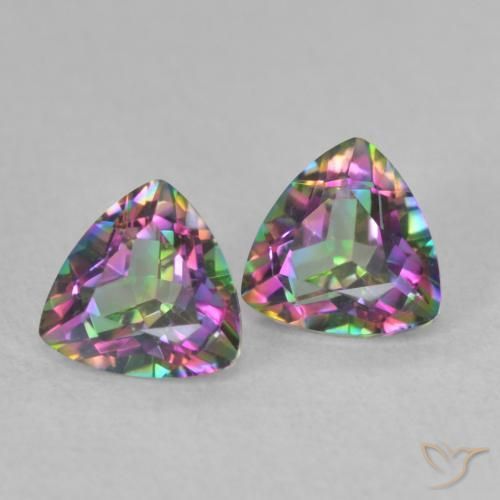 0.88캐럿 천연 멀티컬러 미스틱 쿼츠 보석, 트릴리언, 5.2×5.1 mm, VVS-VS