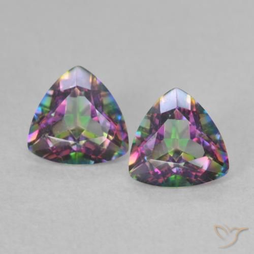 0.88캐럿 천연 멀티컬러 미스틱 쿼츠 보석, 트릴리언, 5.3×5.2 mm, VVS-VS